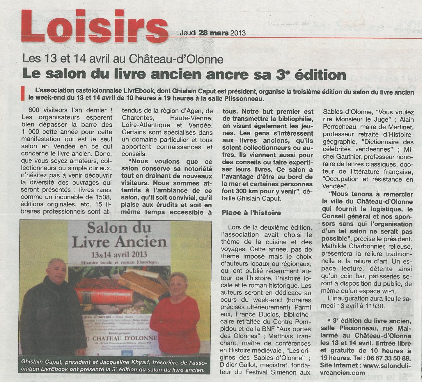 Journal des Sables du 28 Mars 2013