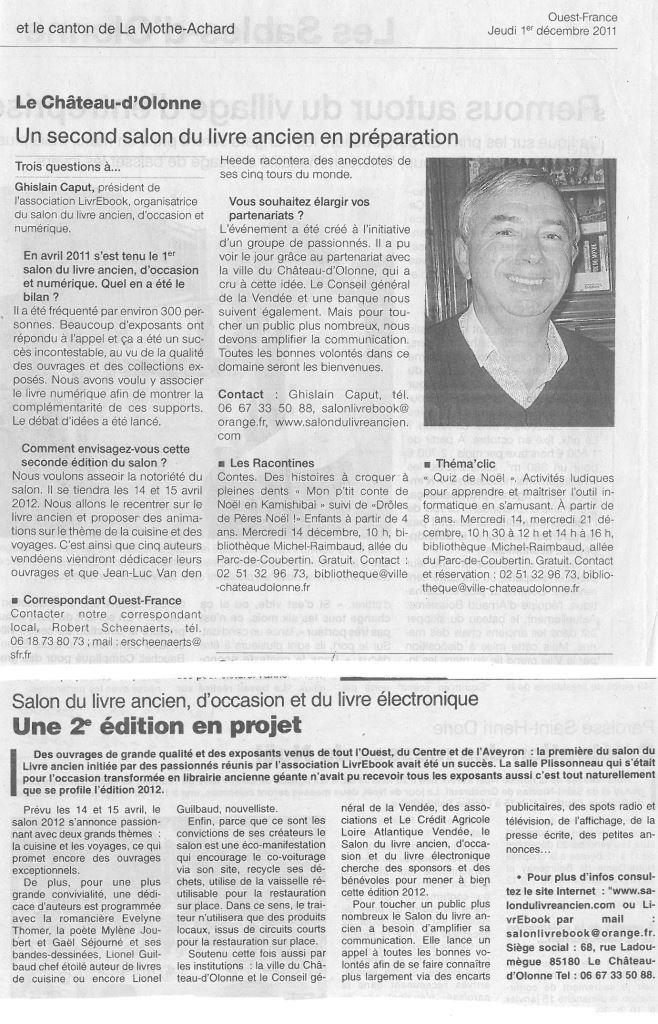 Ouest France du 1er Décembre 2011