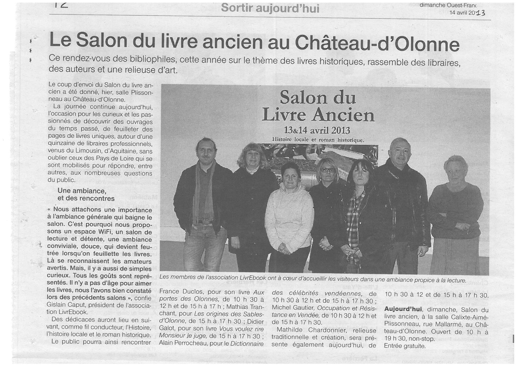 Ouest France du 14 Avril 2013