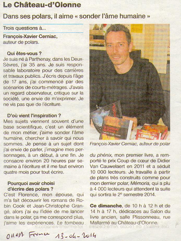 Ouest France du 13 Avril 2014