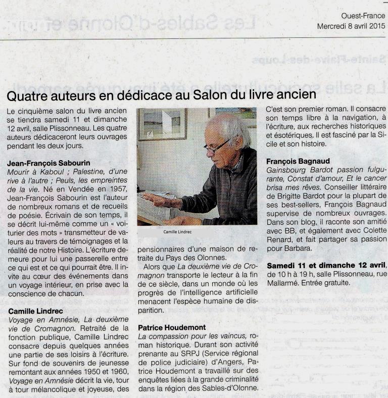 Ouest France du 08 Avril 2015